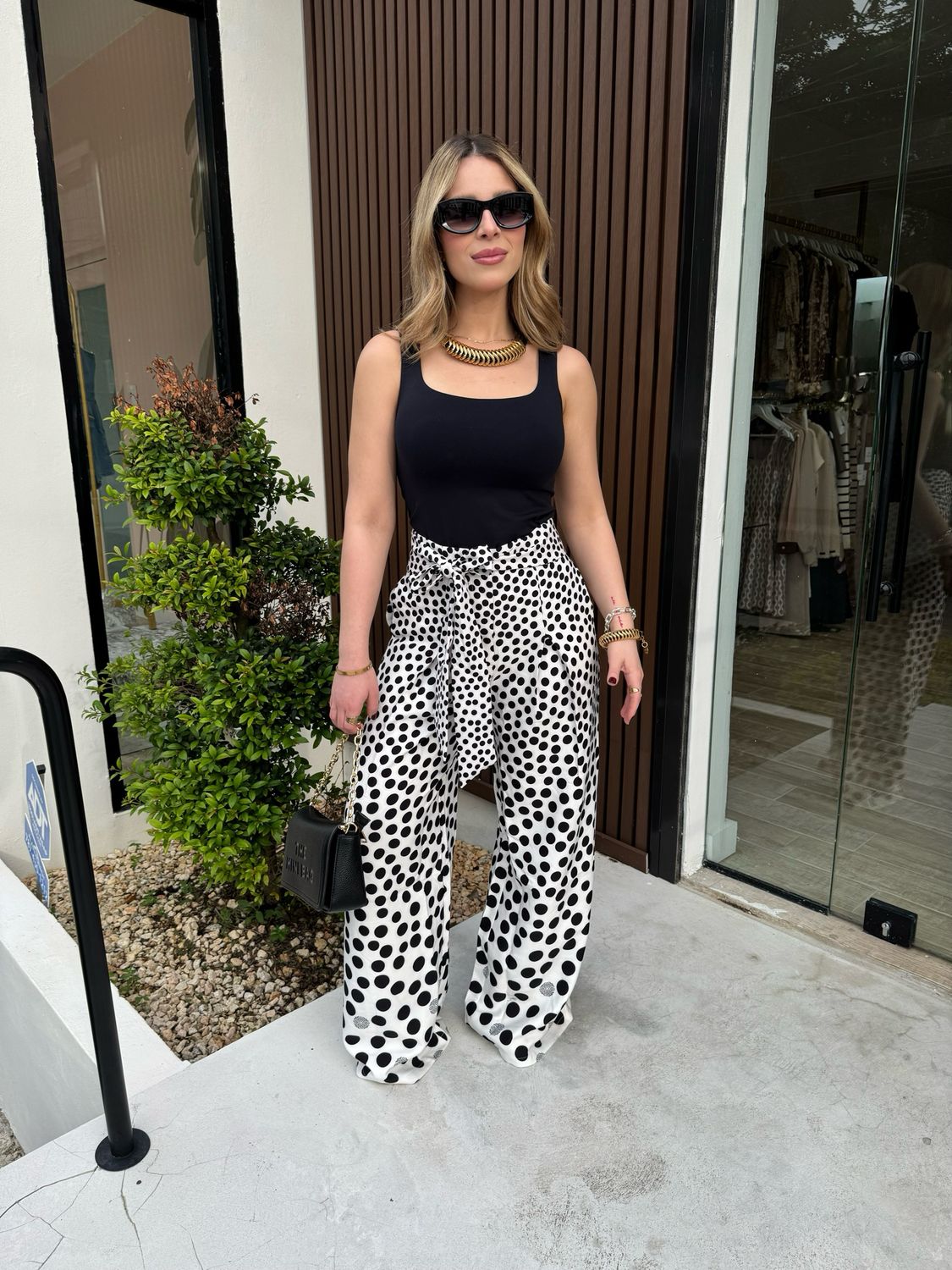 White & Black Polka Dots Pant