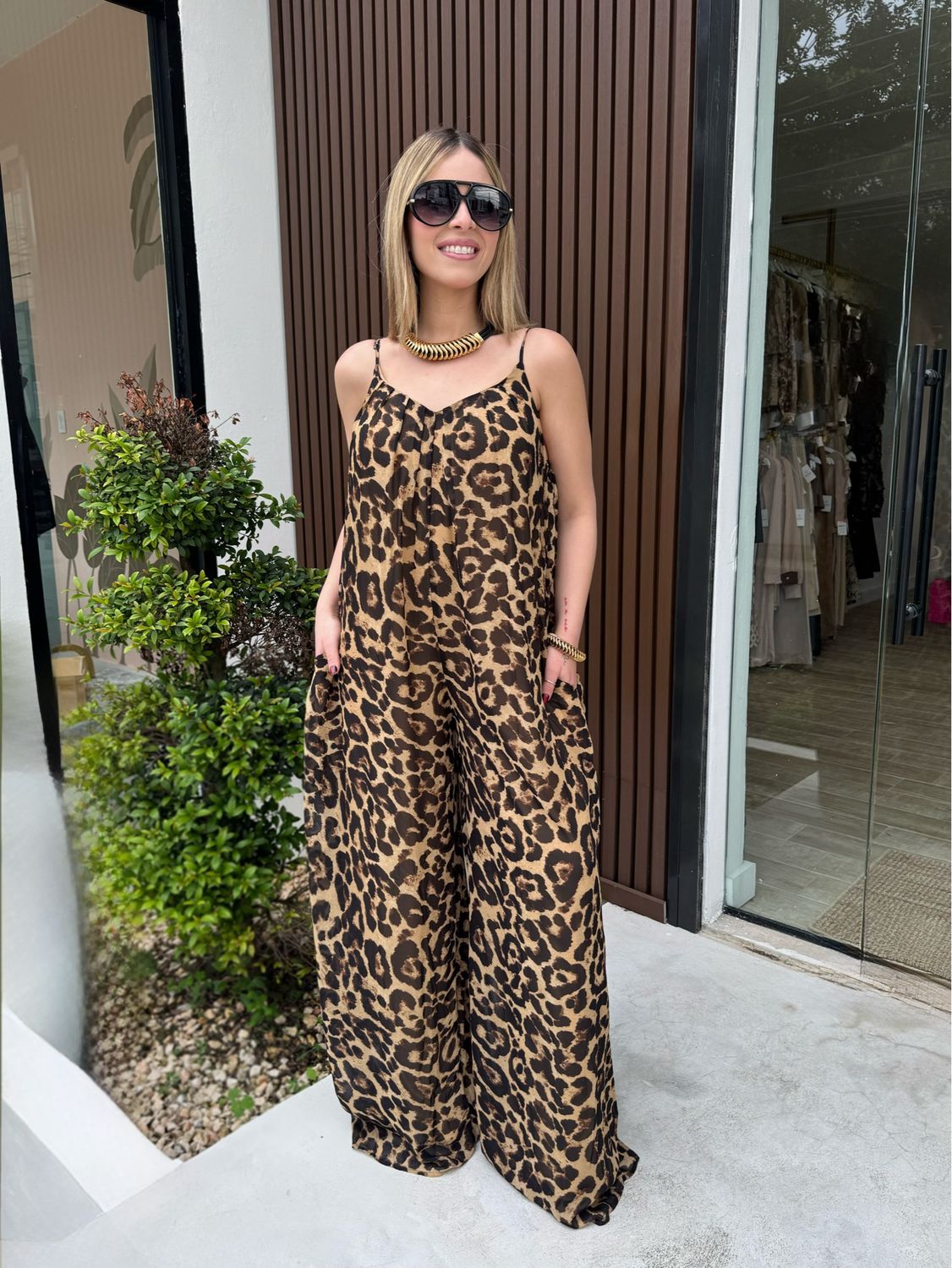 Animal Print Relaxed Jumpsuit