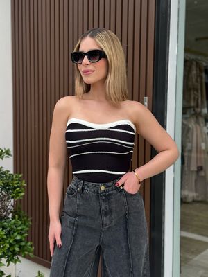 Strapless Black & White Top