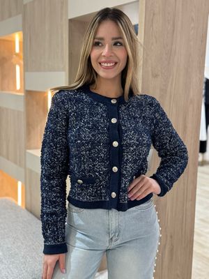 Navy Chanel Inspired Timeless Cardigan Navy Chanel Inspired Timeless Cardigan