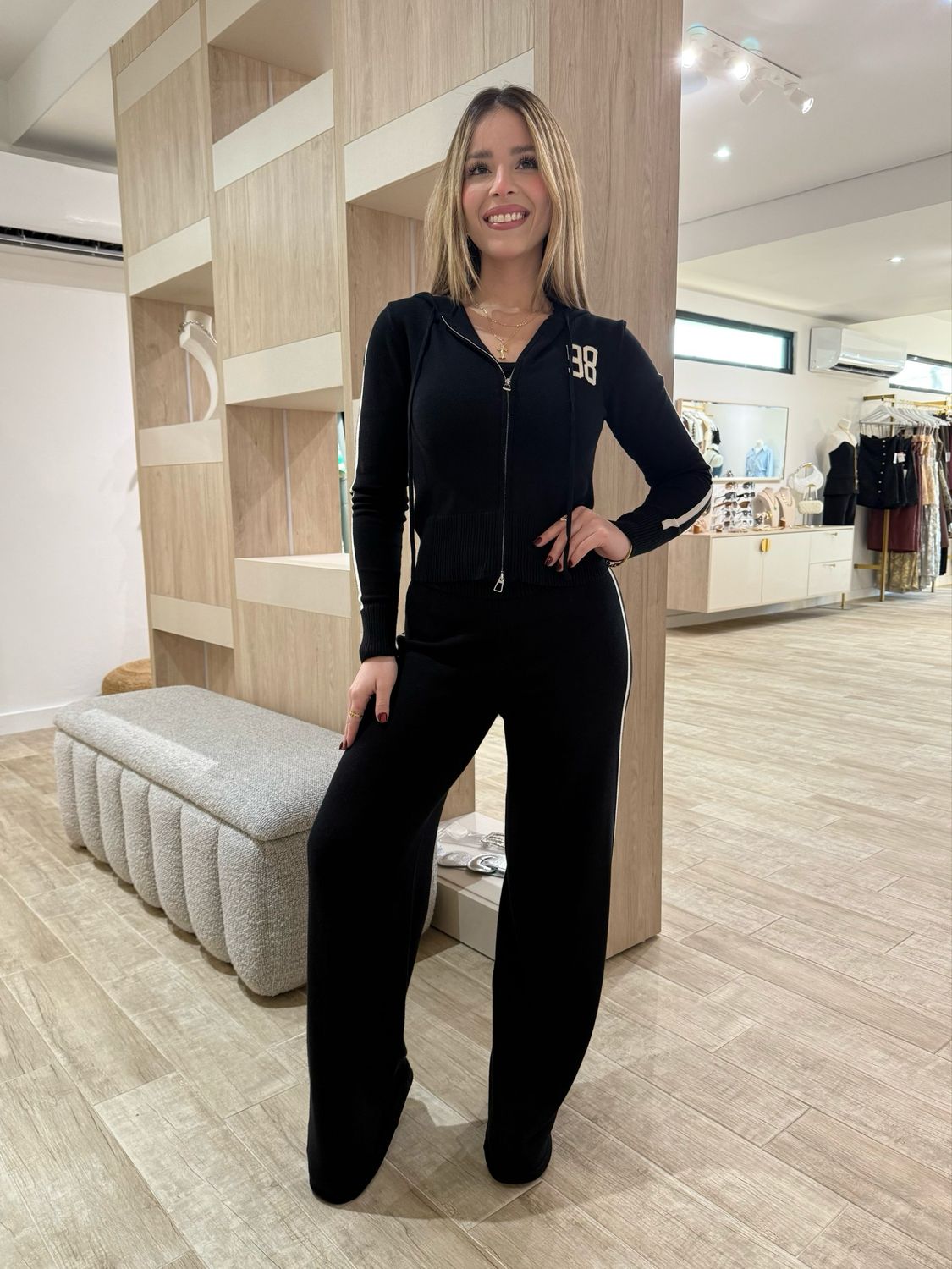 Black & Ivory Jacket & Pant Set