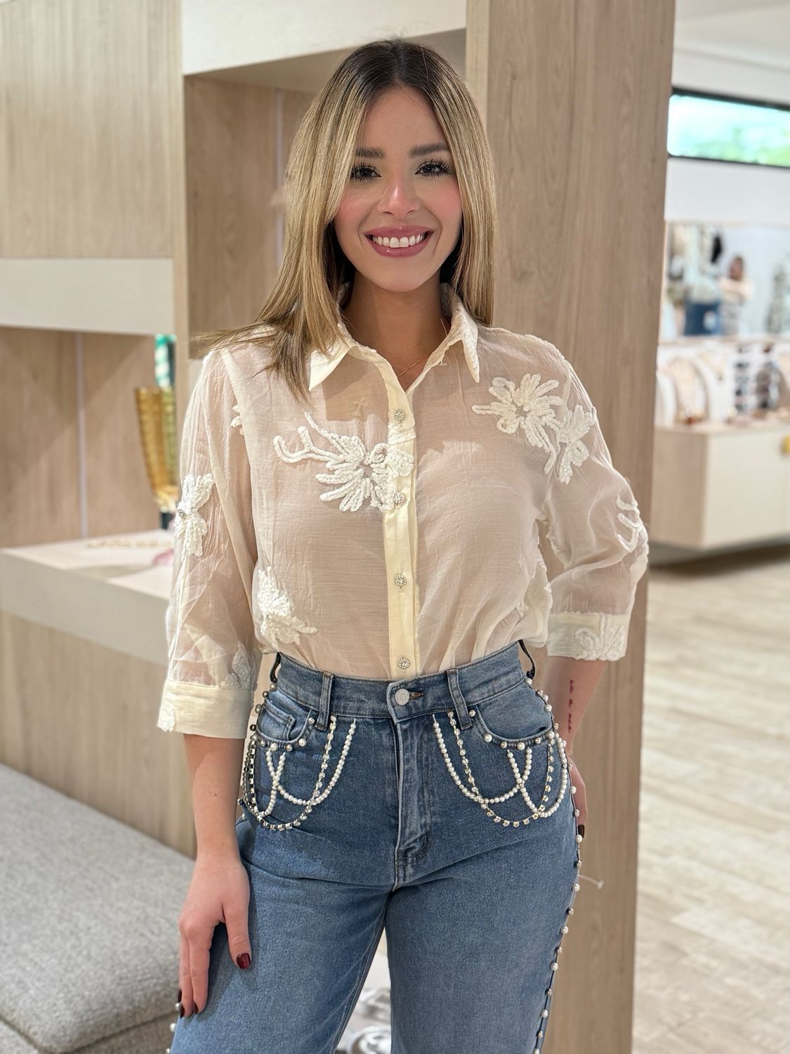 Vanilla Elegant Sheer Blouse