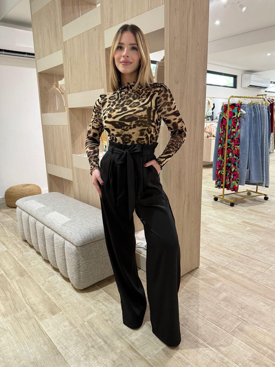 Animal Print Black Jumpsuit