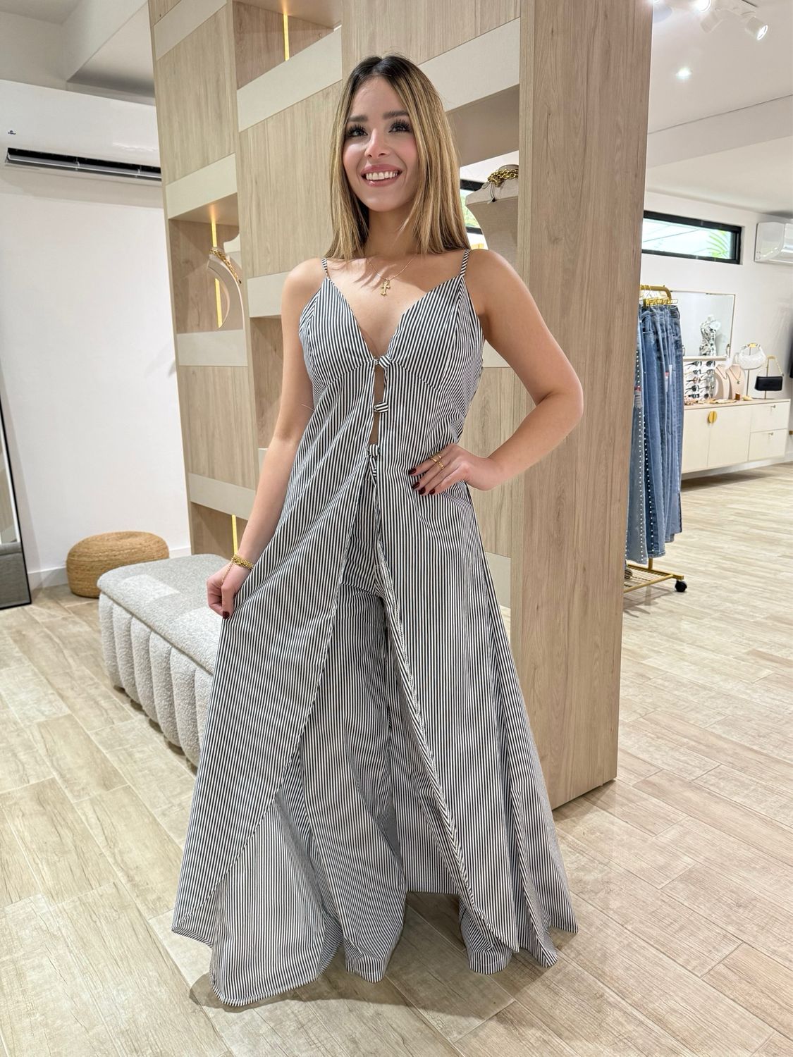 Sail Blue Striped Top & Pant Set