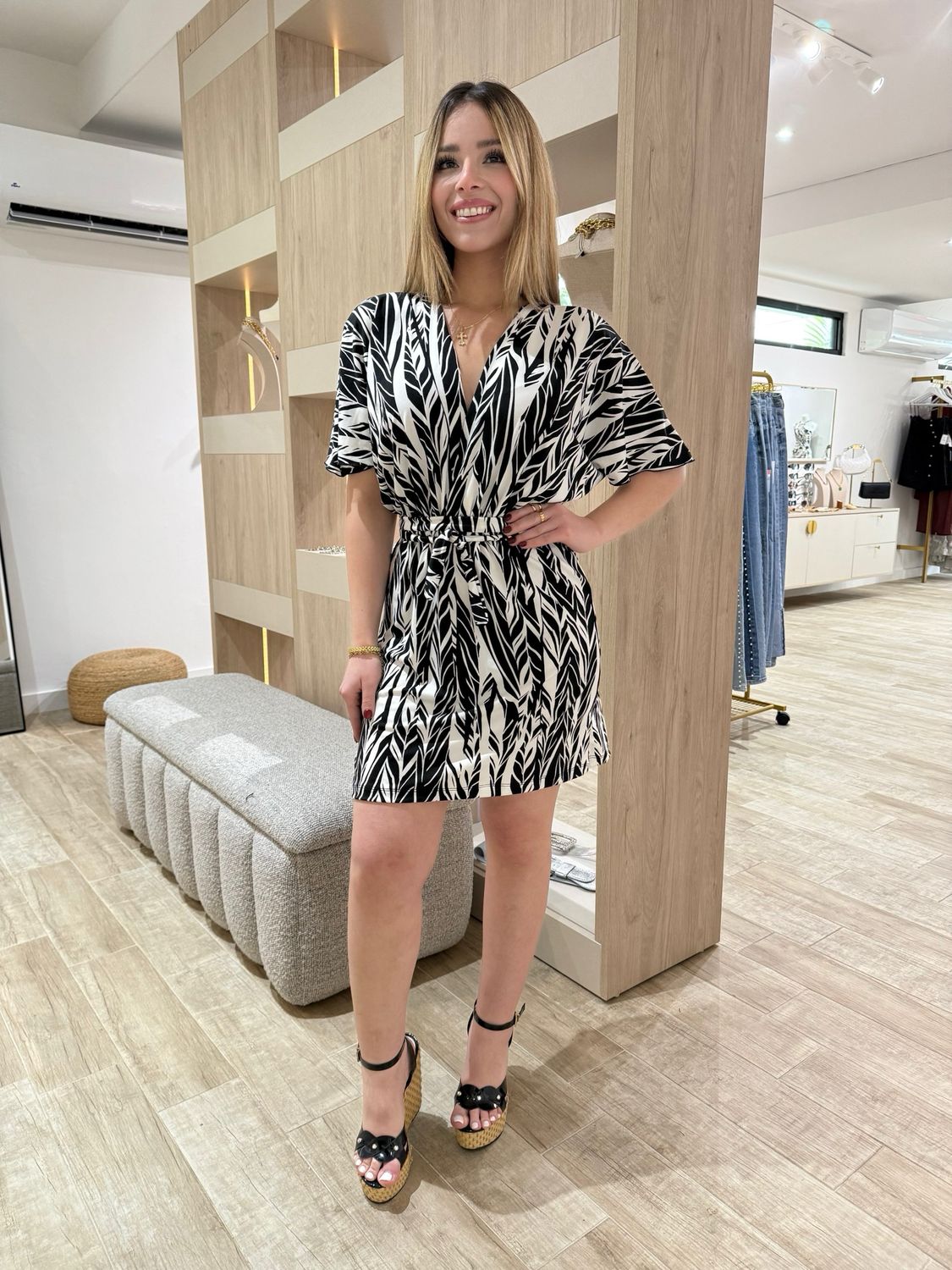 Black & White Short Dress By Marena