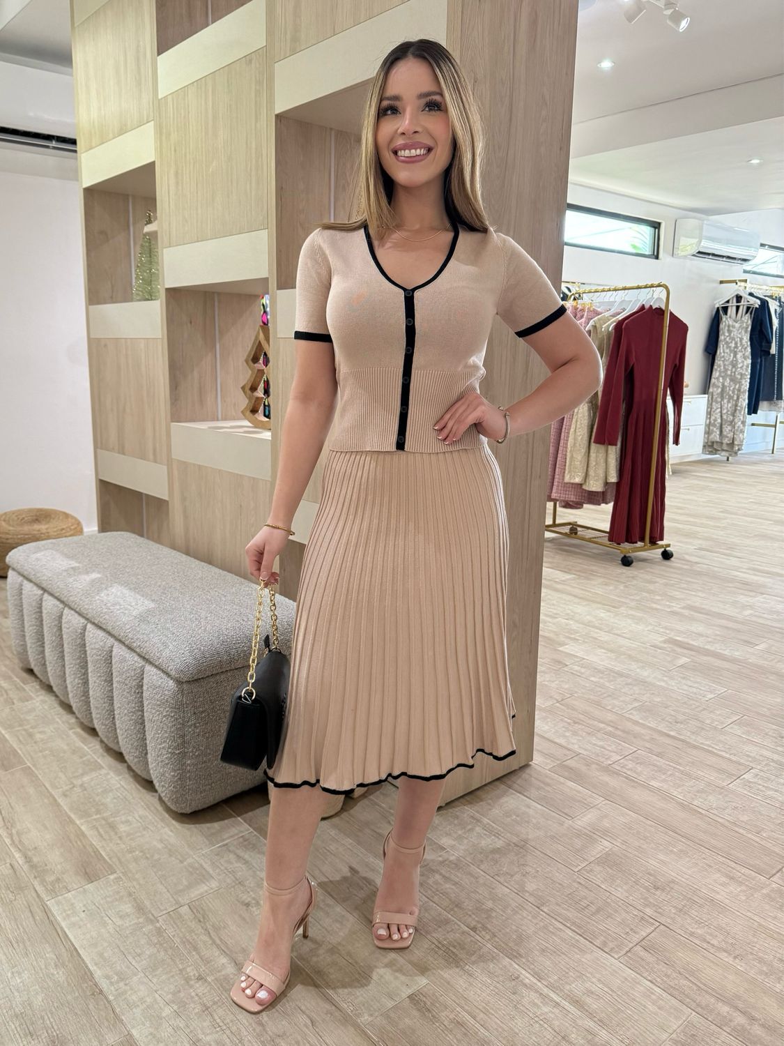 Soft Beige Harmony Top & Skirt Set