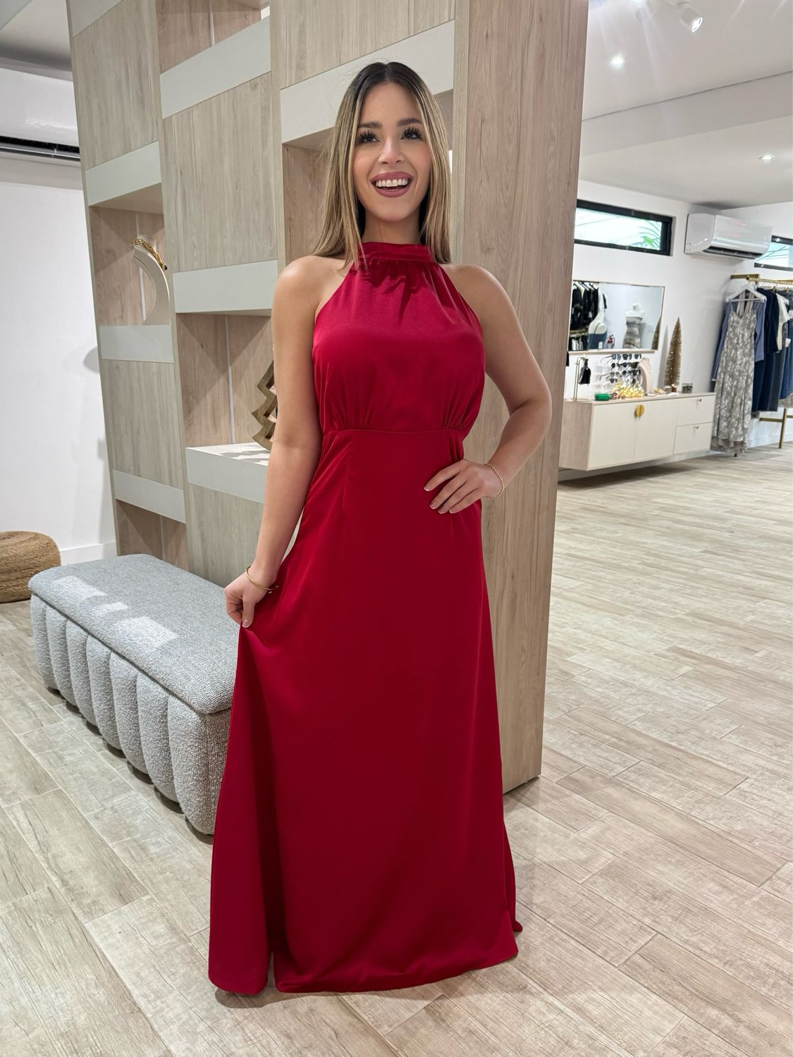 Elegant Deep Red Maxi Dress