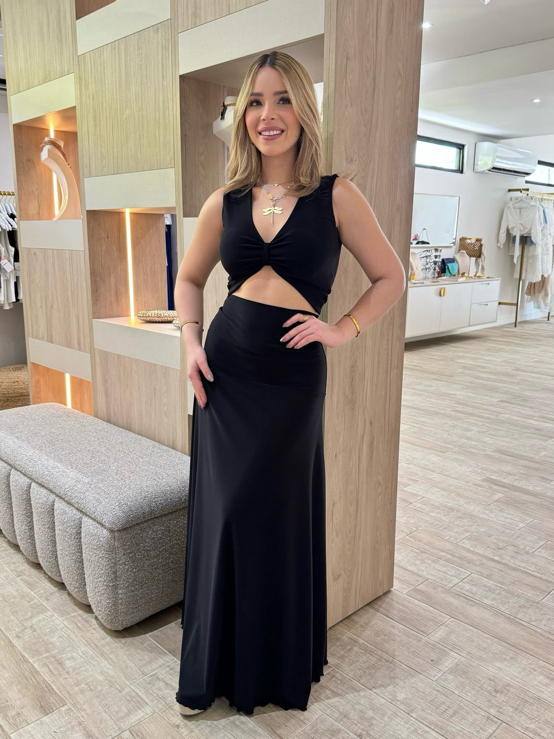 Amira Black Top & Skirt Set By Pía