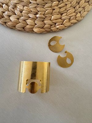 Paola Baella Gold Brush Earrings & Bracelet Set