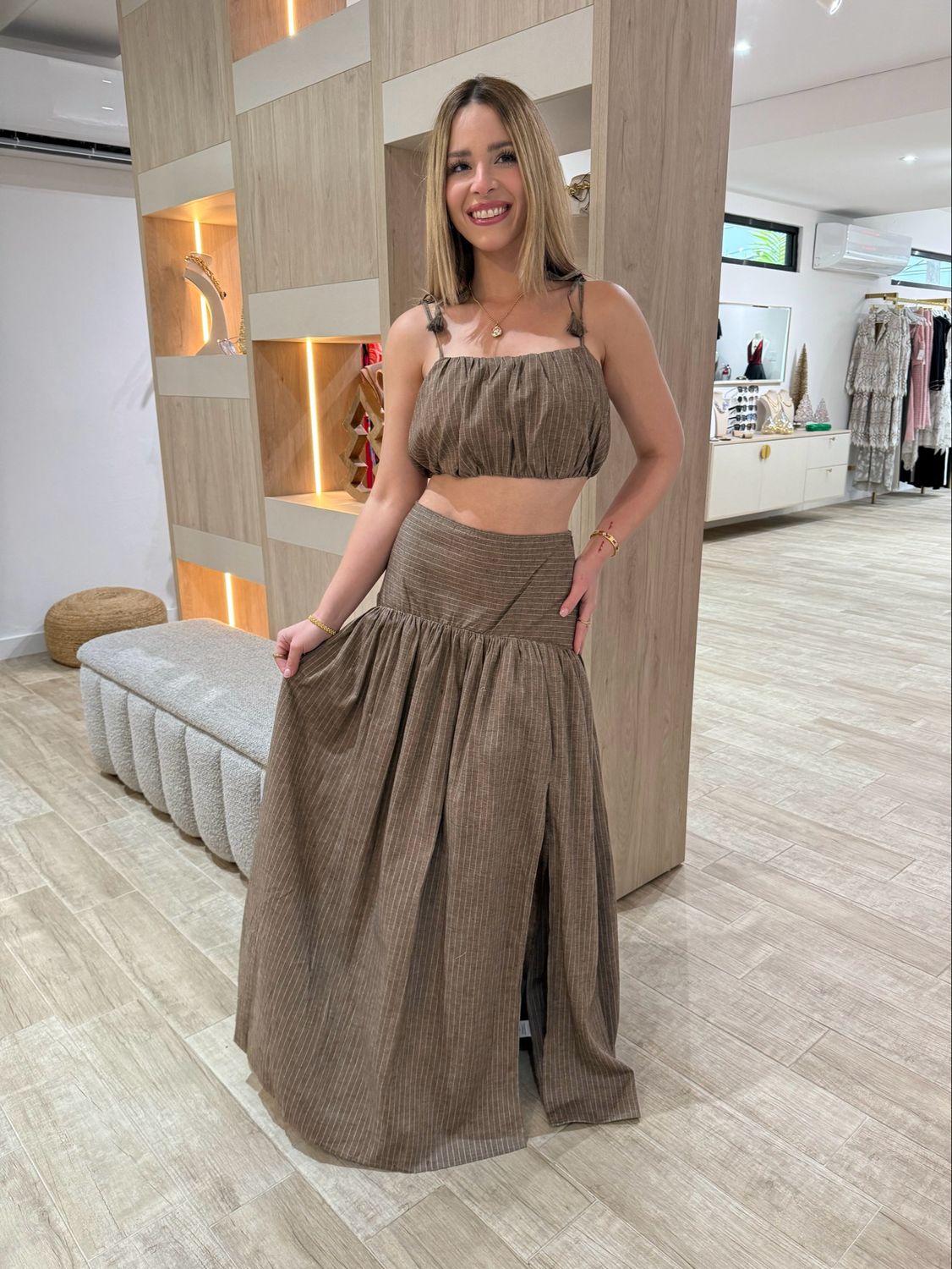 Espresso Top & Full Maxi Skirt Set Espresso Top & Full Maxi Skirt Set