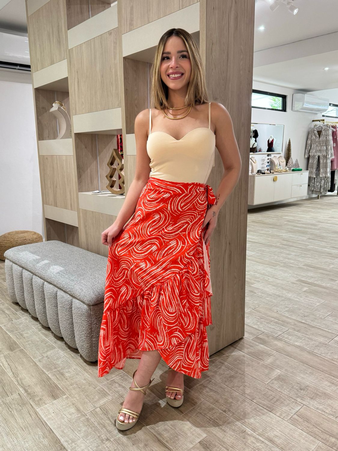 Tangerine Wrap Around Skirt By PB Tangerine Wrap Around Skirt By PB