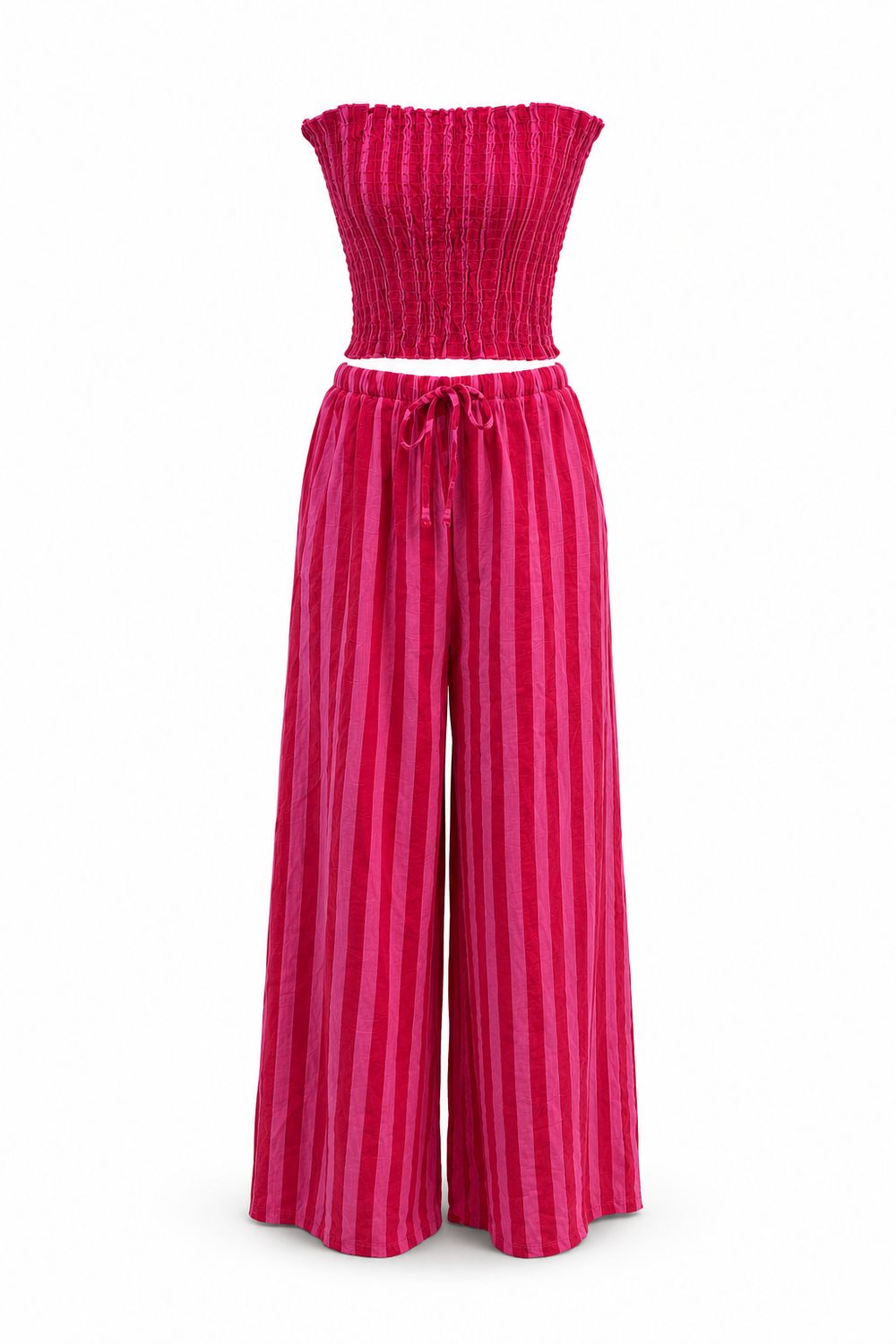 Fuchsia & Red Stripes Top & Pants Set