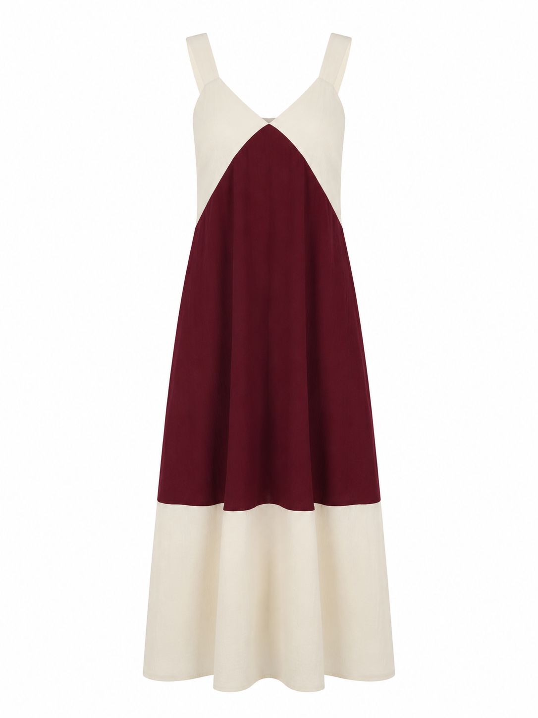 Burgundy & Ivory Midi Dress
