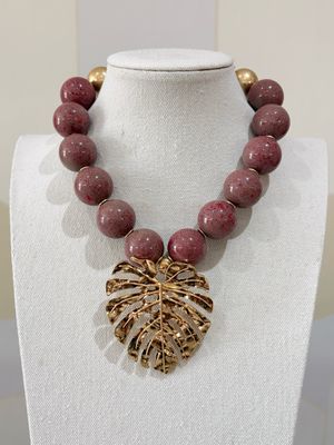 Golden Monstera Pendant Necklace