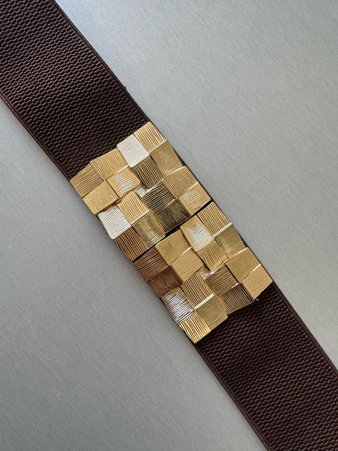 Chocolate & Gold Tile Elastic Belt