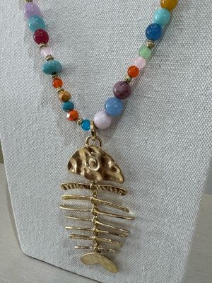 Rainbow Fishbone Necklace