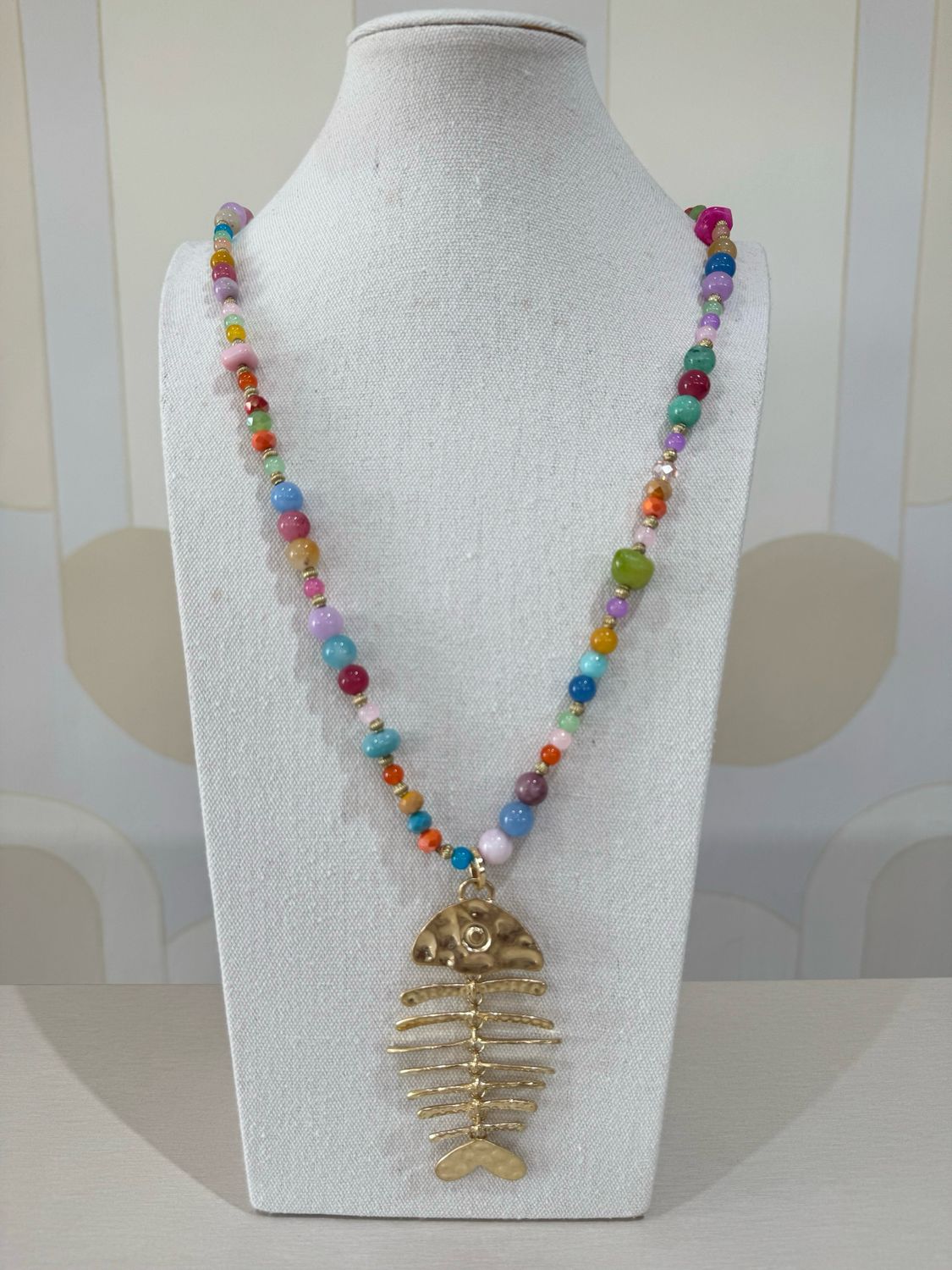 Rainbow Fishbone Necklace