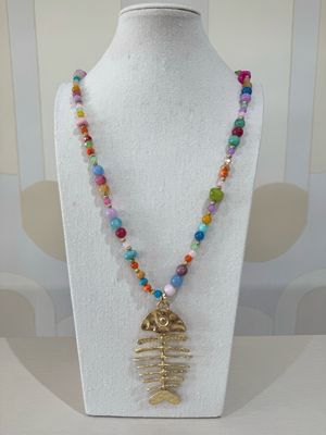 Rainbow Fishbone Necklace