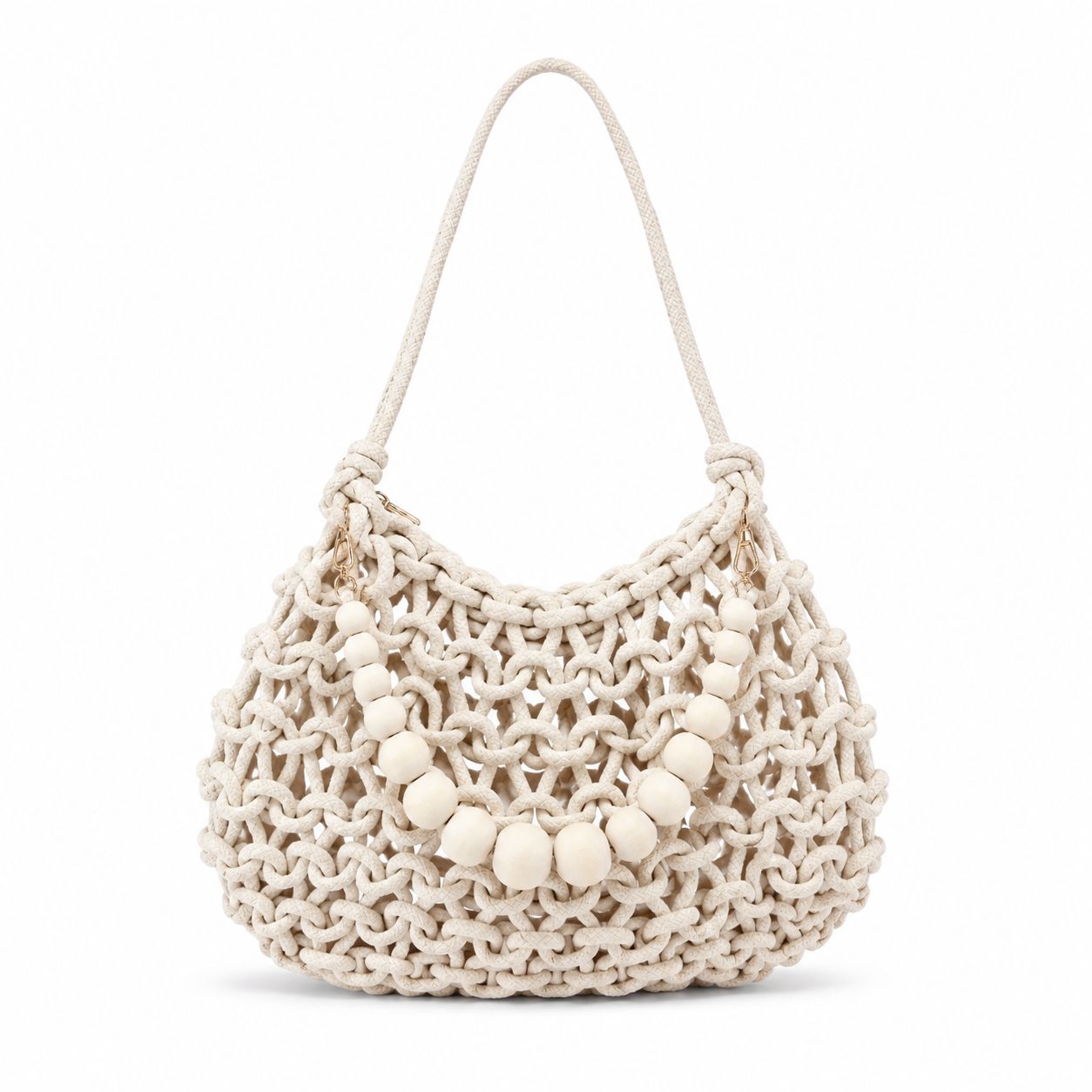 Ivory Woven Rope Shoulder Bag