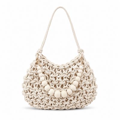 Ivory Woven Rope Shoulder Bag