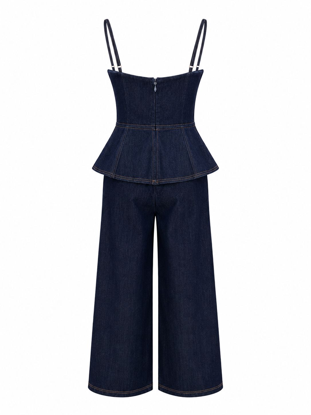 Denim Peplum Jumpsuit