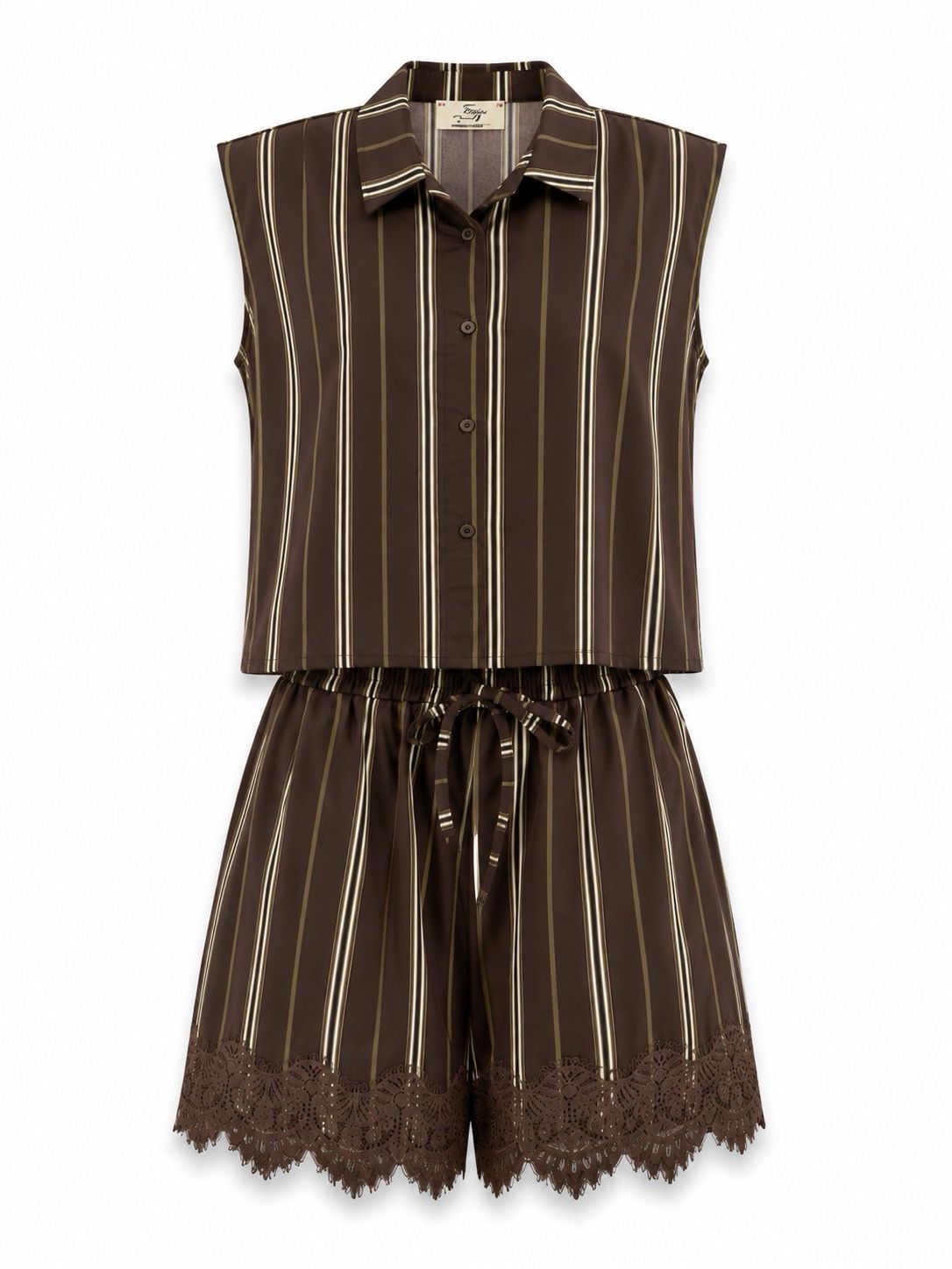 Mocha Lace Stripe Set
