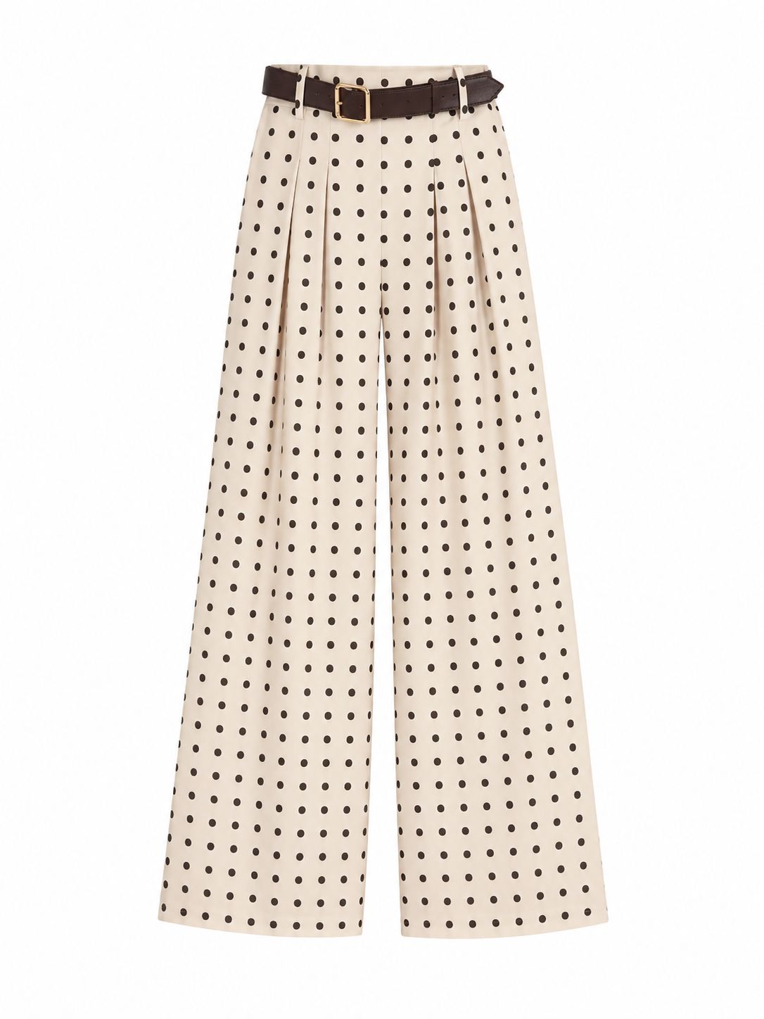 Cream Polka Dot Wide Leg Pants