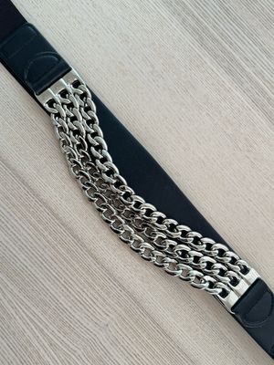 Black Silver Chains Plus Size Belt