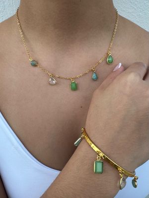 Aubrey Green Harmony Necklace & Bracelet Set