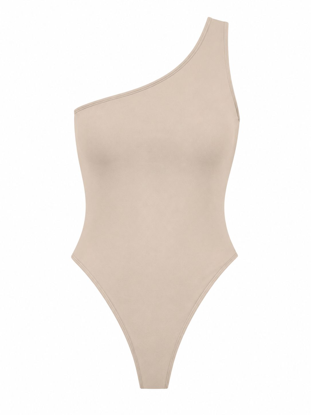 Beige One-Shoulder Bodysuit