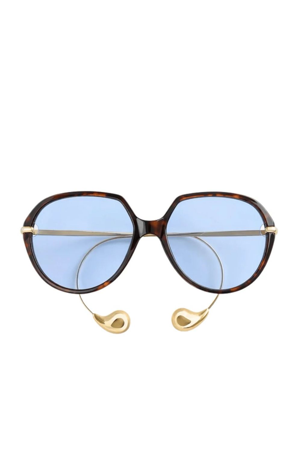 Tortoise Blue Gold Drop Sunglasses