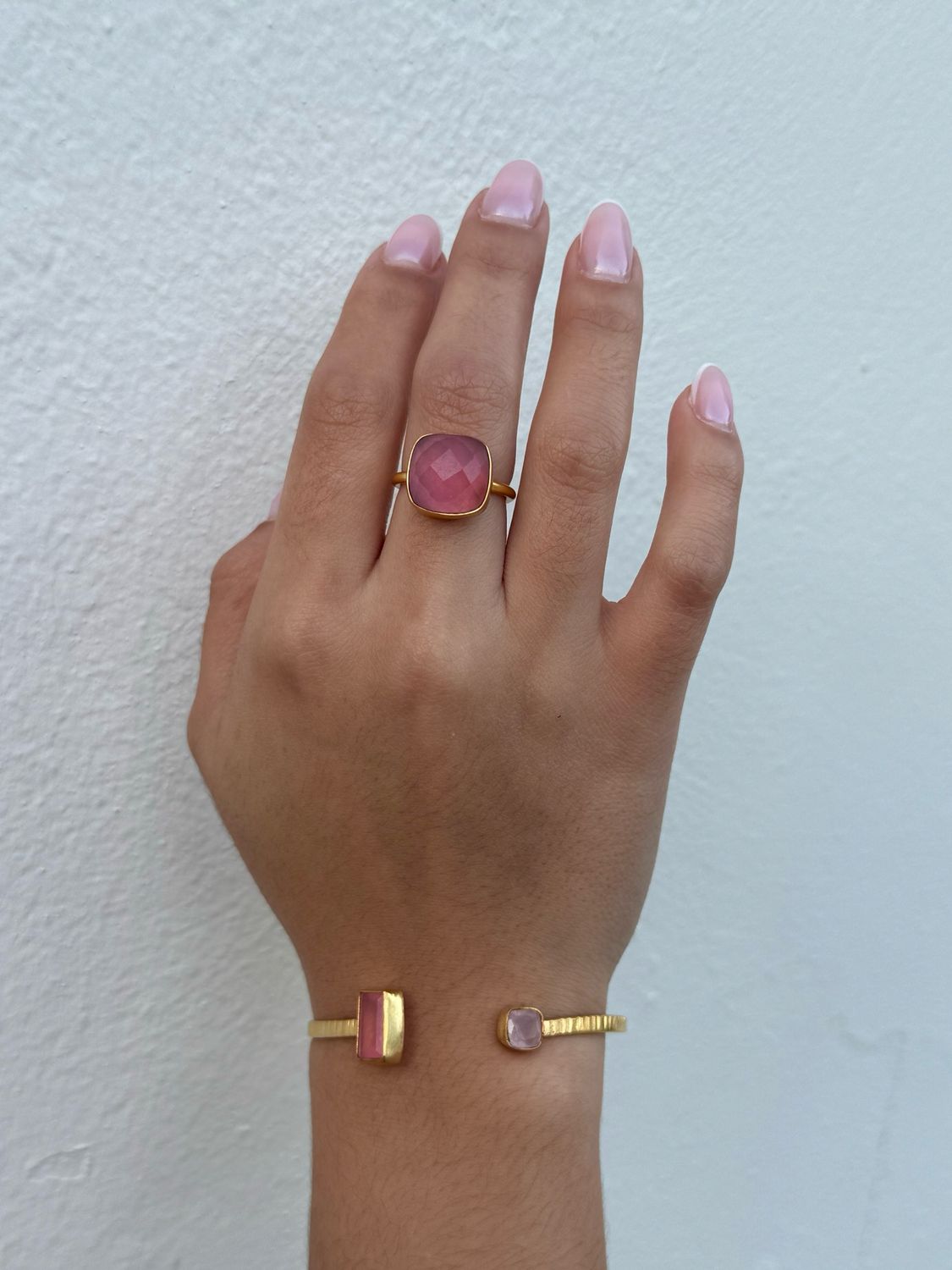 Darcy Pink Jade Ring & Bangle Set