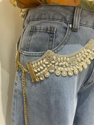 Handcrafted Champagne Pearls Belt