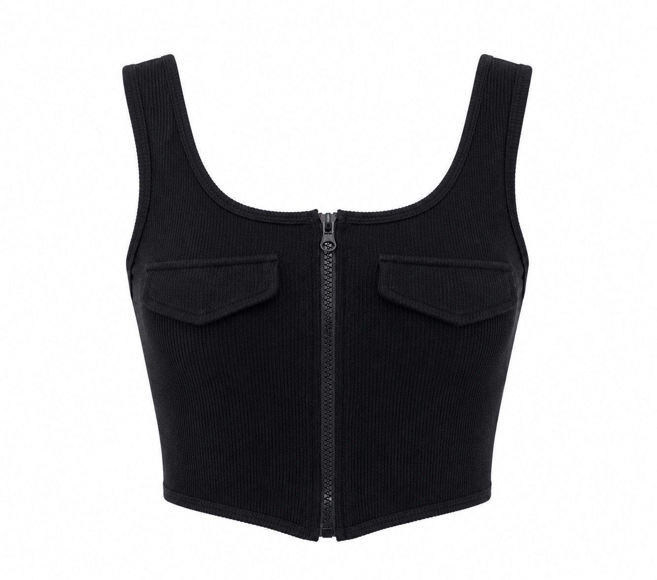 Black Zip Crop Top ( One Sizes)
