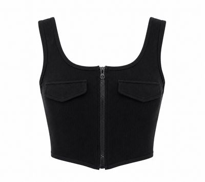 Black Zip Crop Top ( One Sizes) Black Zip Crop Top ( One Sizes)