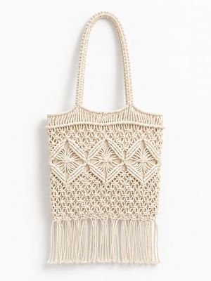 Ivory Fringe Tote Bag