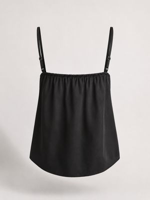 Black Lace Trim Satin Cami