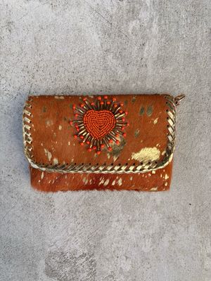 Genuine Leather Gold Camel Handbag
