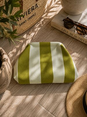 Olive Stripes Canvas Slouch Bag Olive Stripes Canvas Slouch Bag