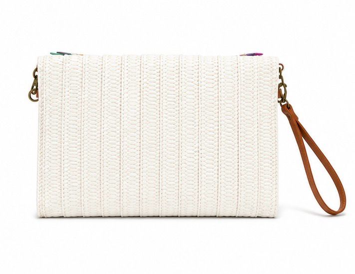 Colorful Beaded Ivory Clutch