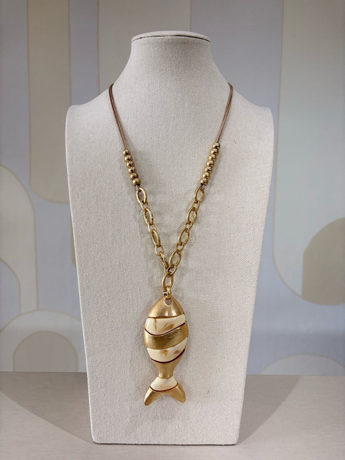 Golden Tide Fish Pendant Necklace