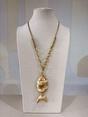 Golden Tide Fish Pendant Necklace