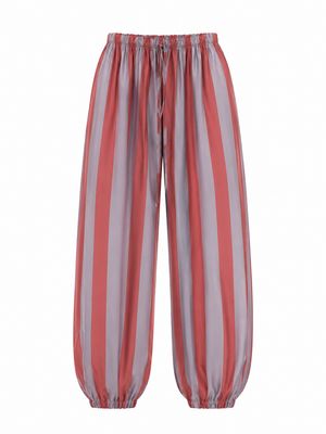 Terracotta & Gray Balloon Stripes Pants (One Size)