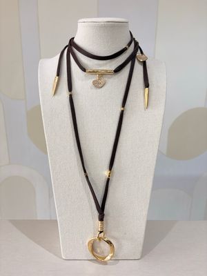 Adjustable Gold Ring Pendant Necklace