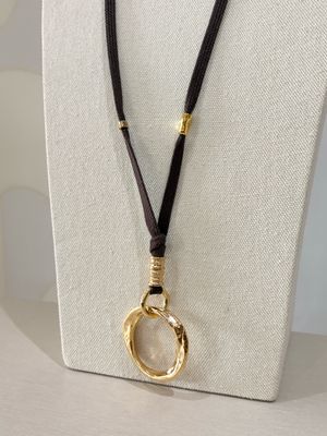 Adjustable Gold Ring Pendant Necklace