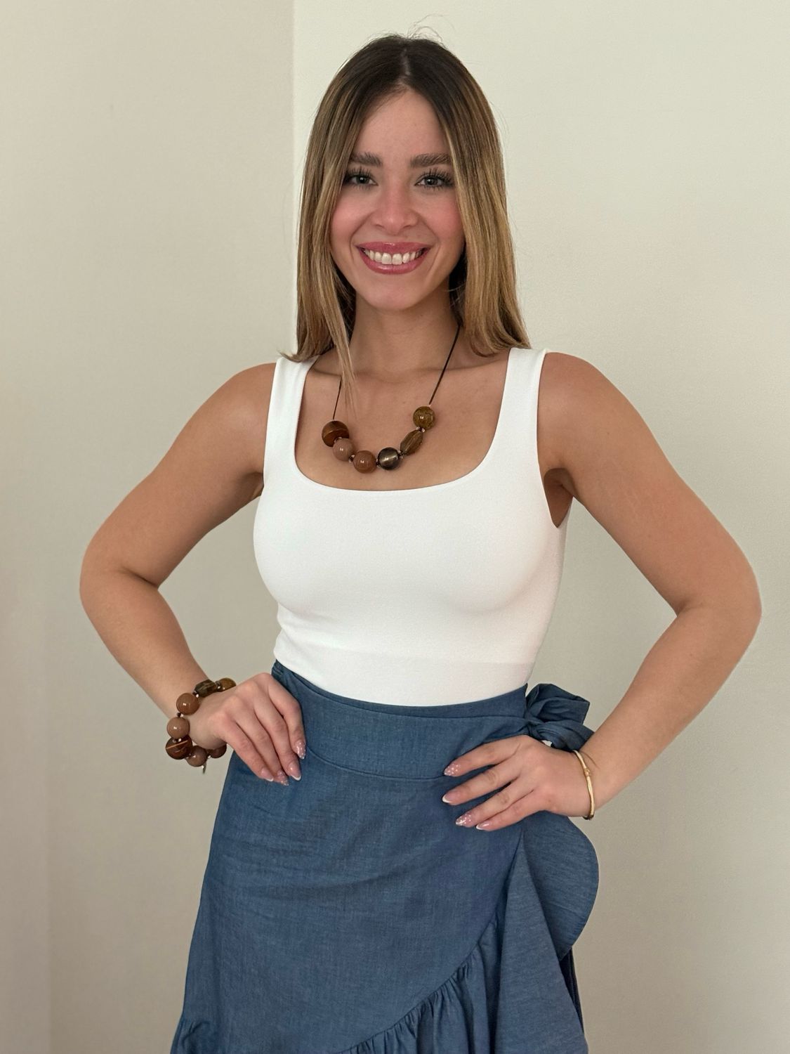 White Square Neck Top (One Size)