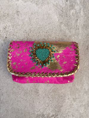 Pink Aqua Genuine Leather Handbag