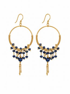 Navy Crystals Cascade Earrings