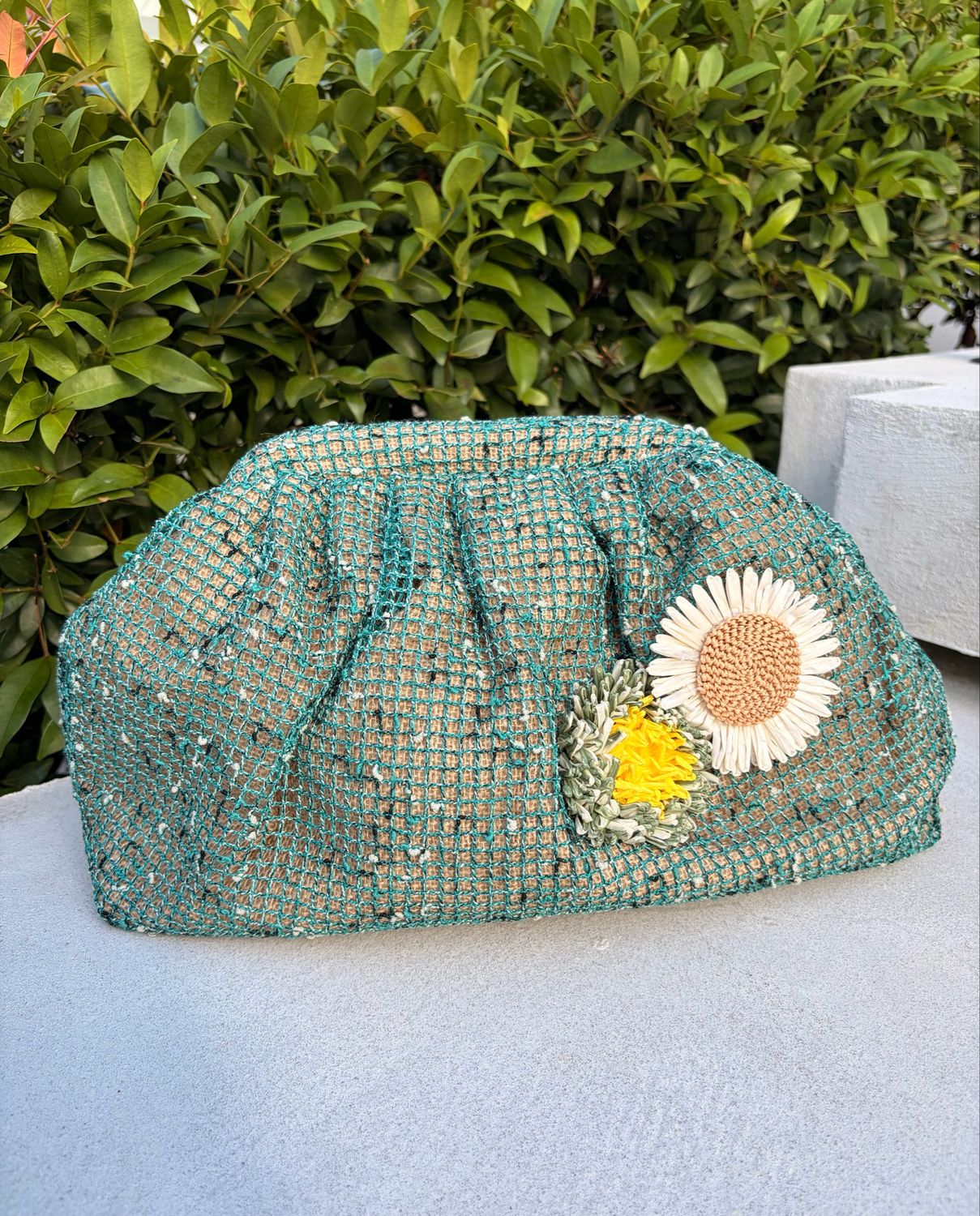 Blue Ethnic Flower Clutch Bag