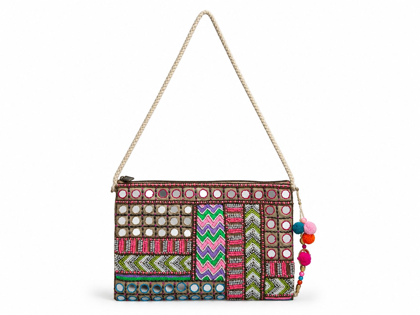 Multi Ethnic Beaded Clutch Bag